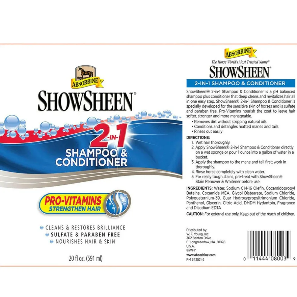 Absorbine Showsheen 2-in-1 Shampoo & Conditioner for Horses (20 oz)