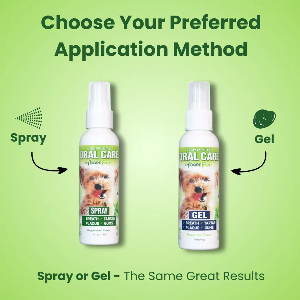 Adore Pet Complete Oral Care Spray Peppermint Flavor for Dogs & Cats, 4-oz