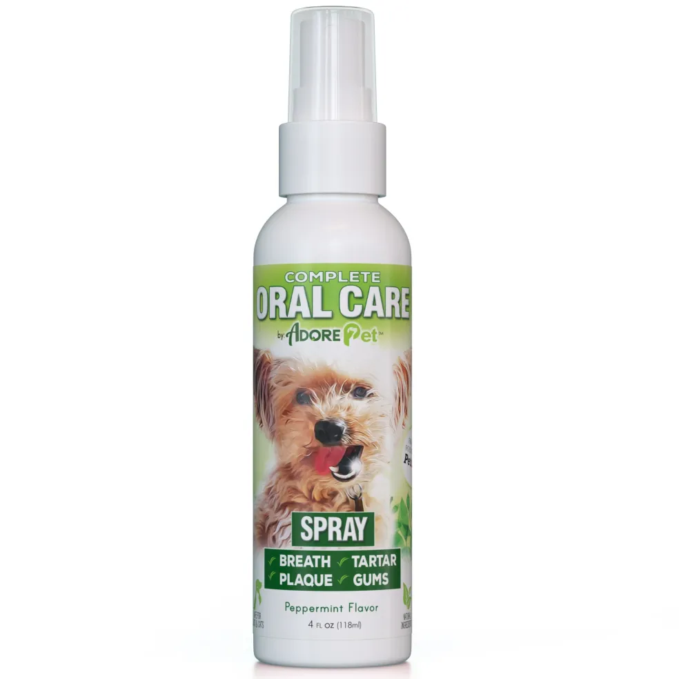Adore Pet Complete Oral Care Spray Peppermint Flavor for Dogs & Cats, 4-oz
