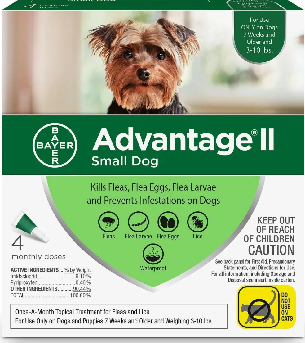 Advantage II Flea Control for Small Dogs (under 10 lbs) Green Box