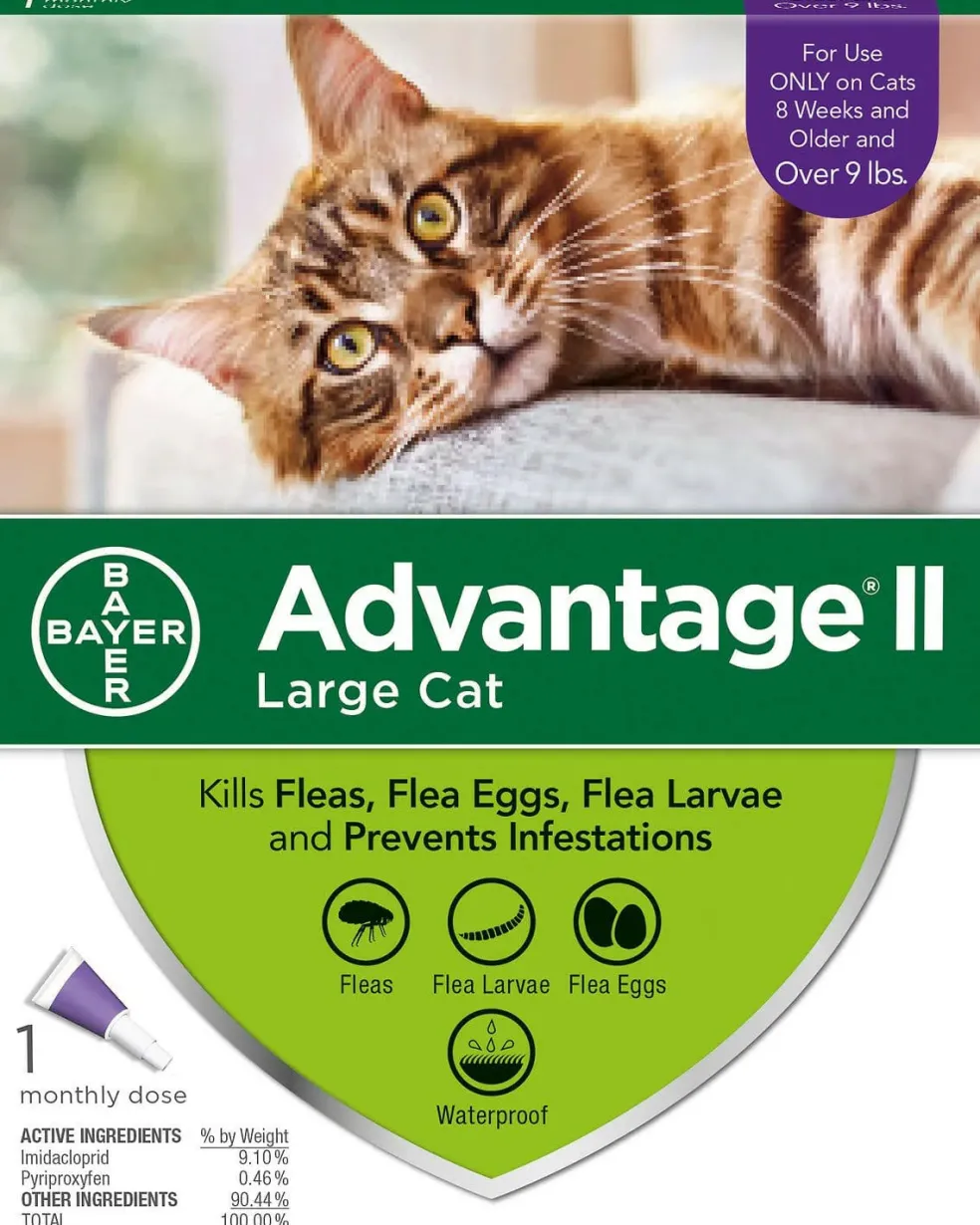 Advantage II Flea Control for Large Cats (Over 9 lbs) Purple Box