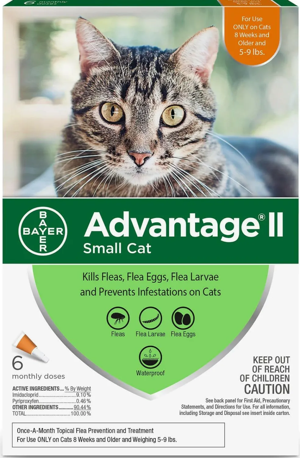 Advantage II Flea Control for Small Cats (5-9 lbs) Orange Box