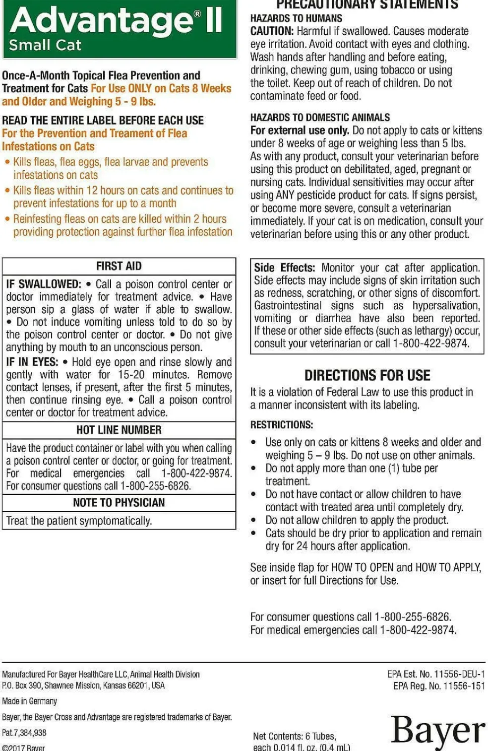 Advantage II Flea Control for Small Cats (5-9 lbs) Orange Box