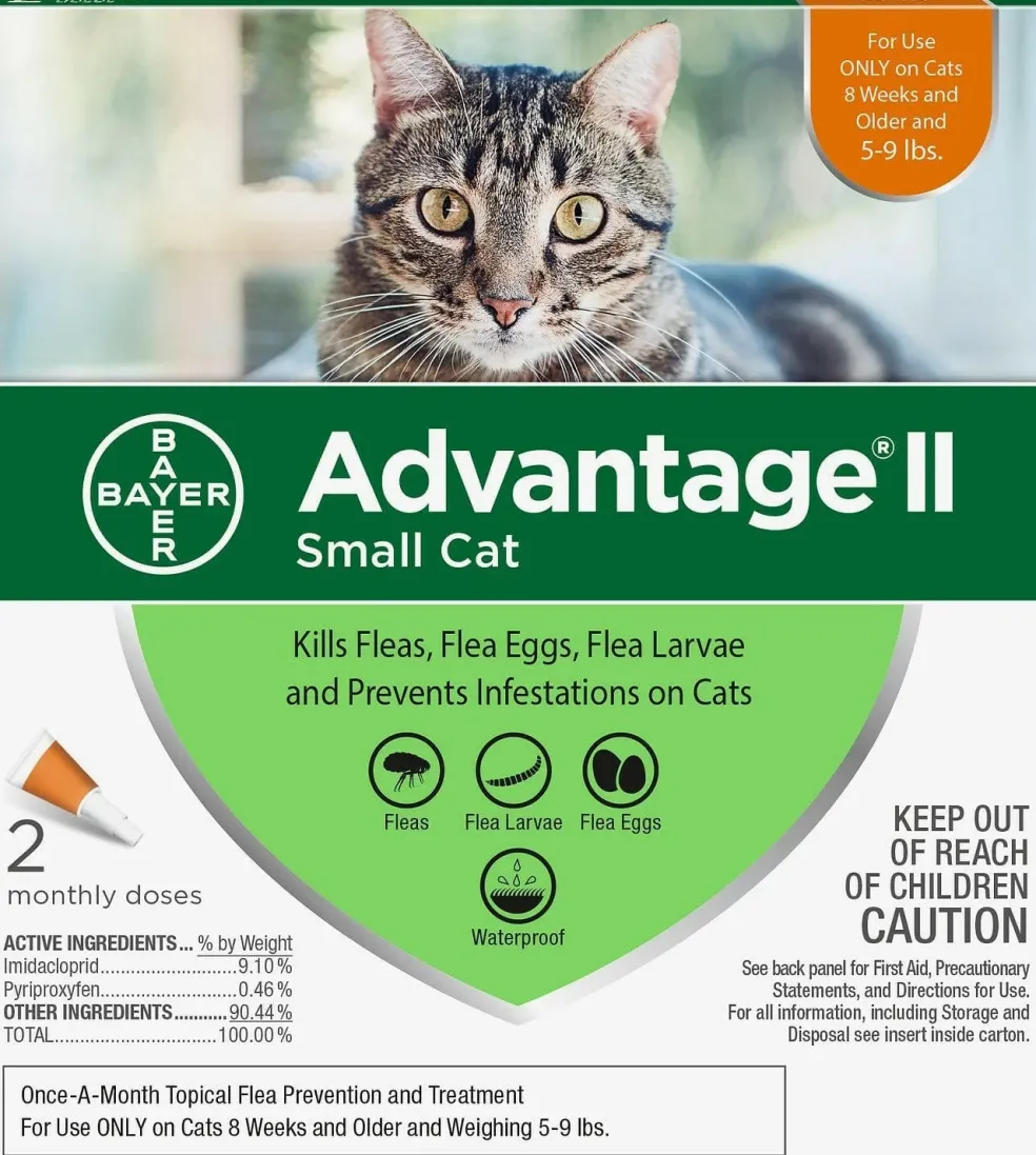 Advantage II Flea Control for Small Cats (5-9 lbs) Orange Box