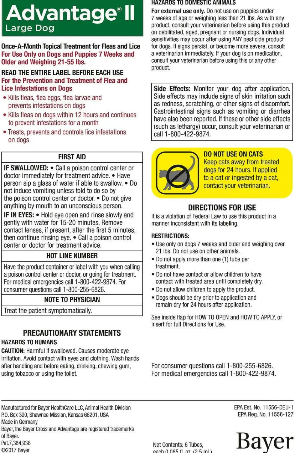 Advantage II Flea Control for Large Dogs (21-55 lbs) Red Box