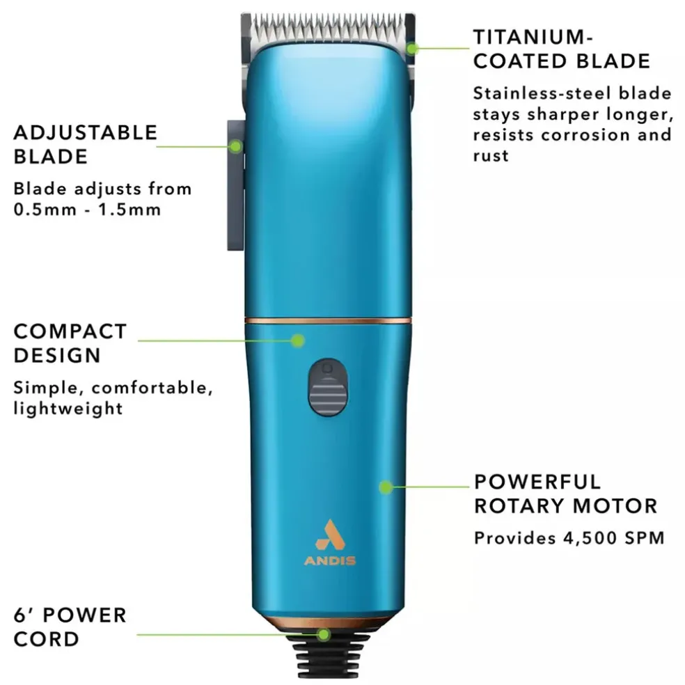 Andis Easy Clip Dog, Cat & Small Pet Corded Clipper, Blue