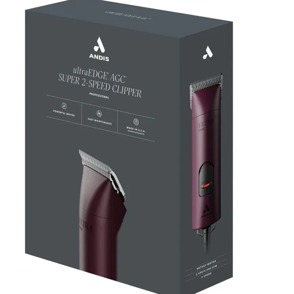 Andis UltraEdge AGC Super 2-Speed Dog, Cat & Small Pet Clipper, Burgundy