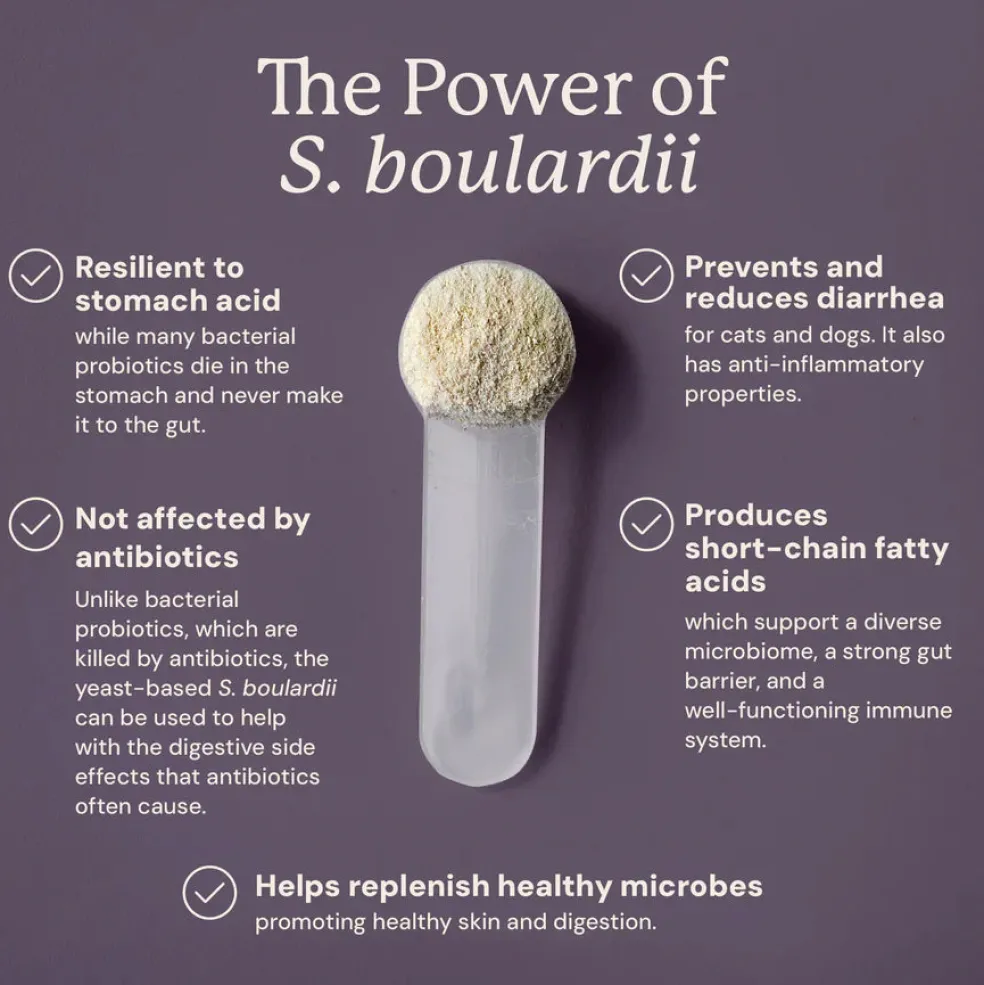 Animal Biome S.boulardii + FOS Probiotic + Prebiotic Powder for Dogs & Cats