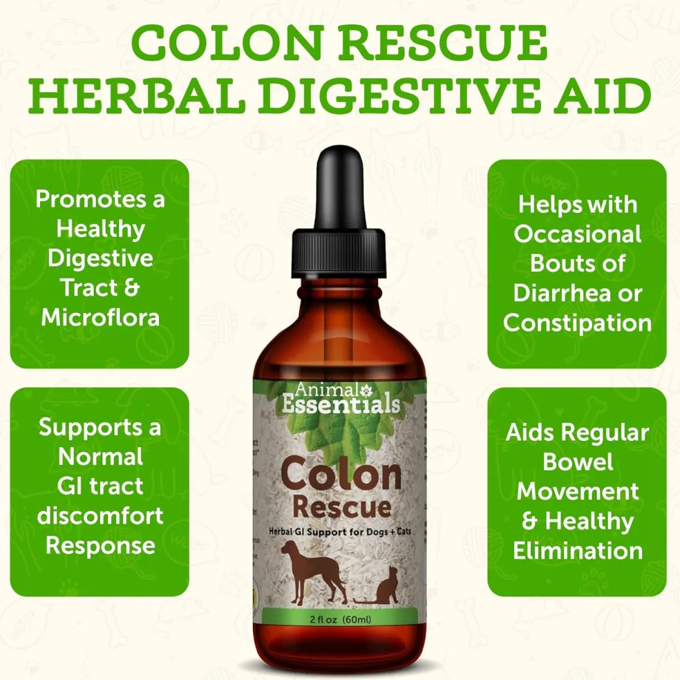 Animal Essentials Colon Rescue Herbal Tonic to Support Normal Bowel Function for Dogs & Cats