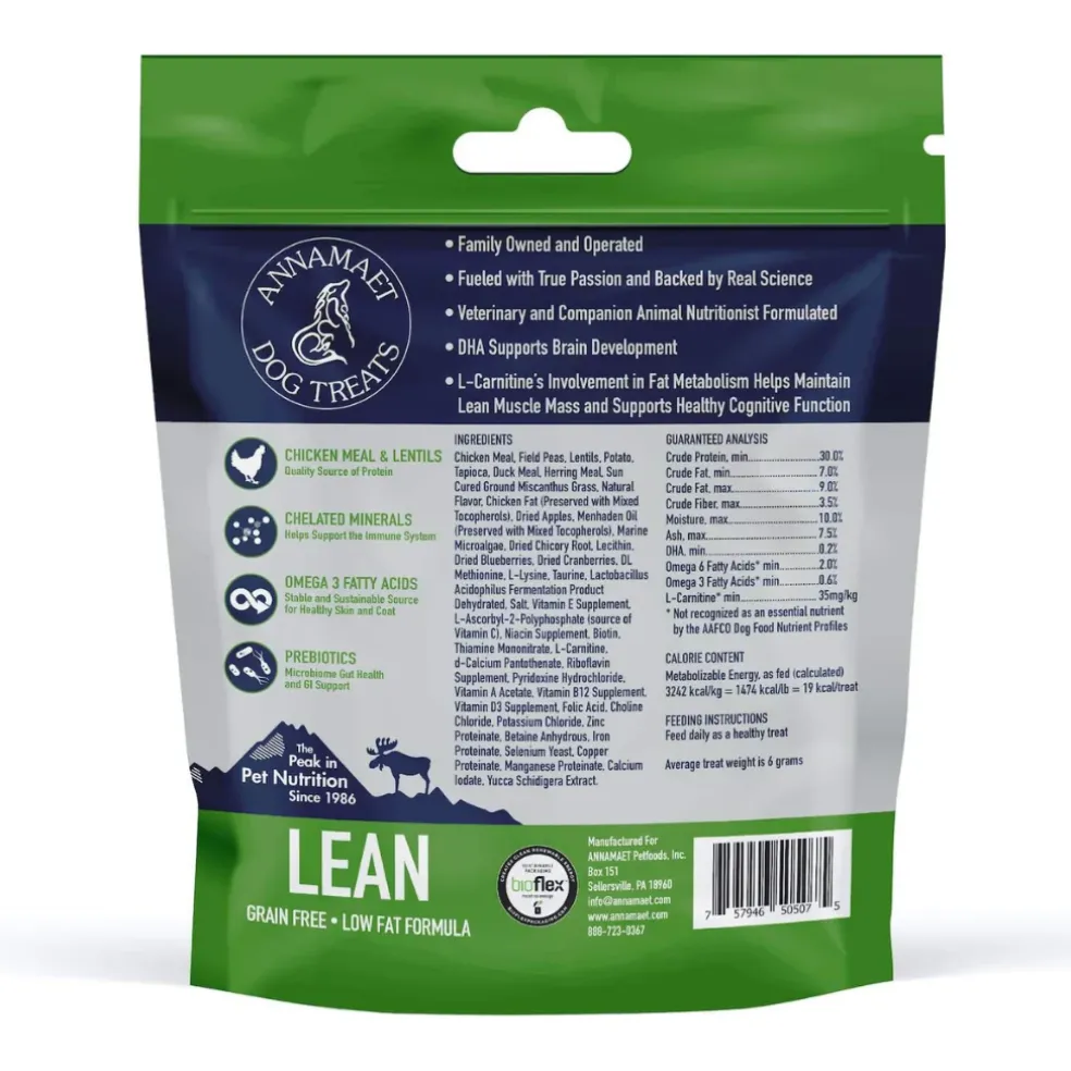Annamaet Lean Low Fat Formula Grain-Free Oven-Baked Dog Treats (7 oz)