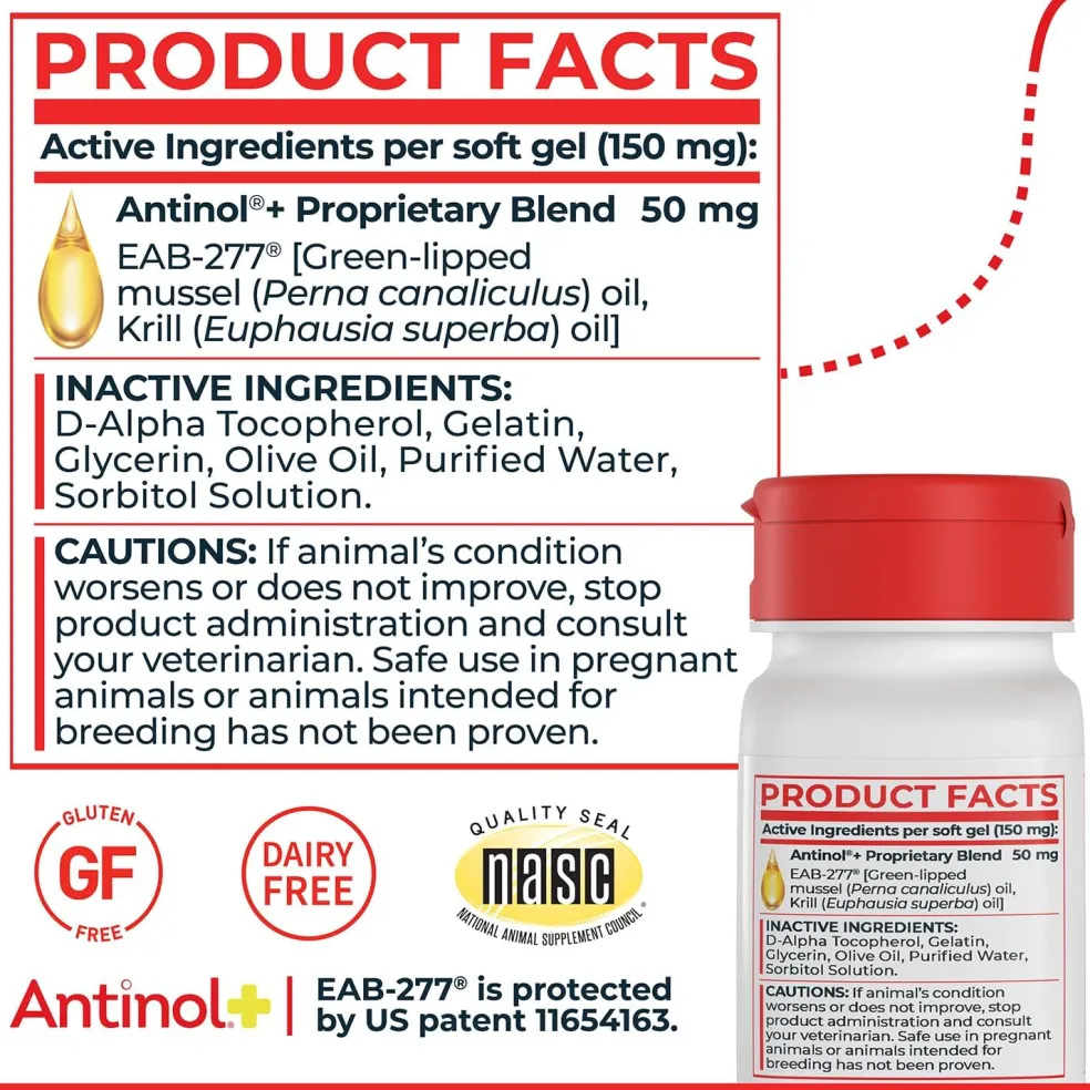 Antinol Plus for Dogs - Hip & Joint Mobility Supplement Capsules