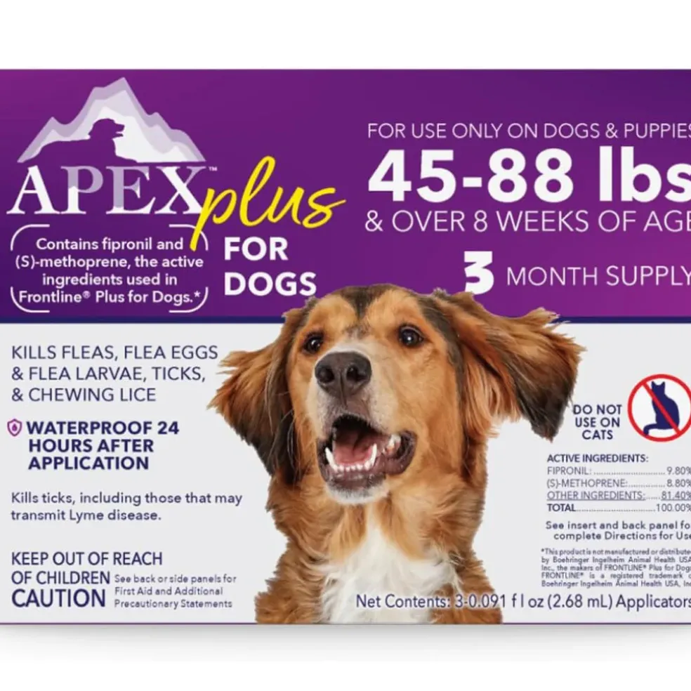 Apex Plus Topical Flea & Tick Prevention for Dogs, 45-88 lbs, 3 Doses