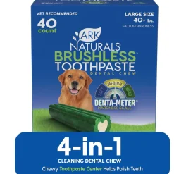 Ark Naturals Brushless Toothpaste Dental Chews 4-in-1 for Large Dogs, 40-count