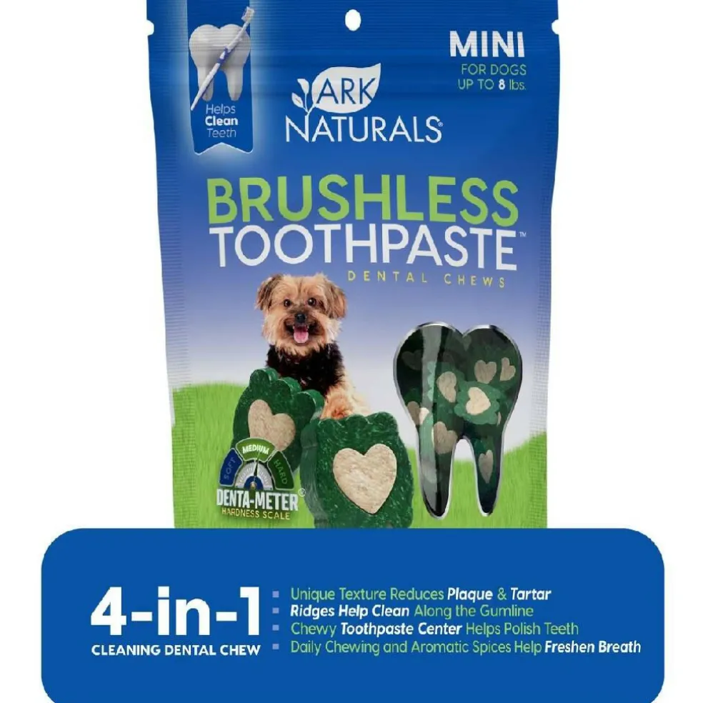Ark Naturals 4-in-1 Brushless Toothpaste Chews for Extra Small Dogs Mini-Sized (4 oz)
