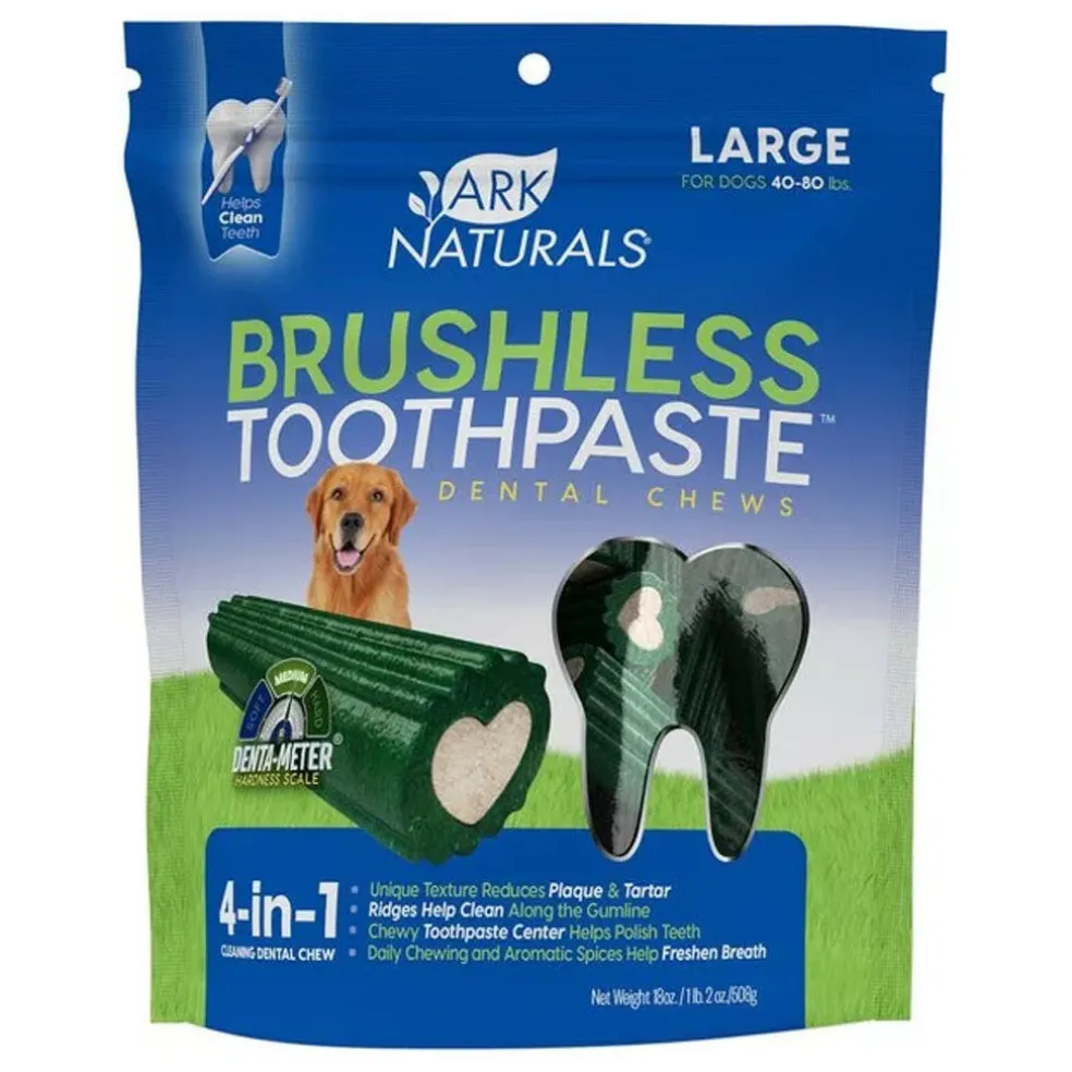 Ark Naturals 4-in-1 Brushless Toothpaste Chews for Large Dental Dogs (18 oz)