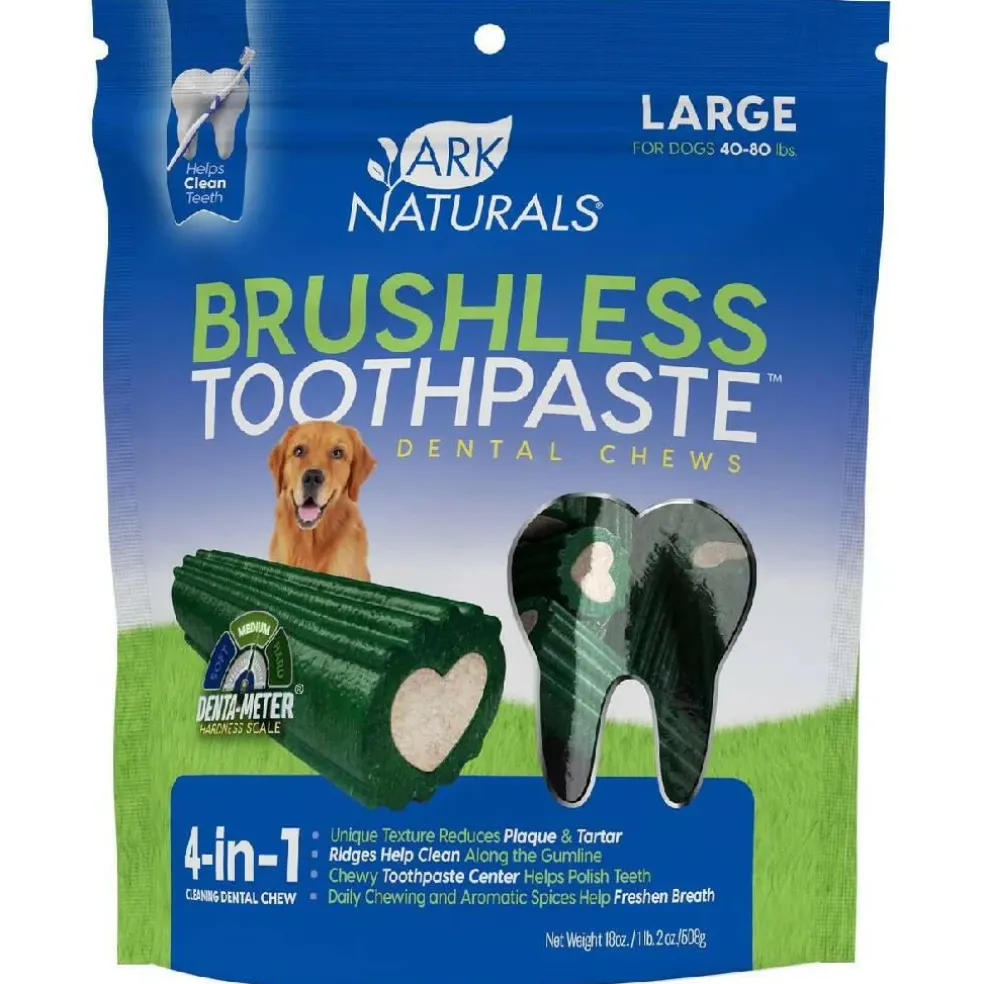 Ark Naturals 4-in-1 Brushless Toothpaste Dental Chews for Large Dogs (18 oz)