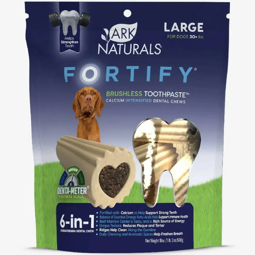 Ark Naturals 6-in-1 Fortify Brushless Toothpaste Calcium Plus Omegas Support Chews for Large Dogs (18 oz)