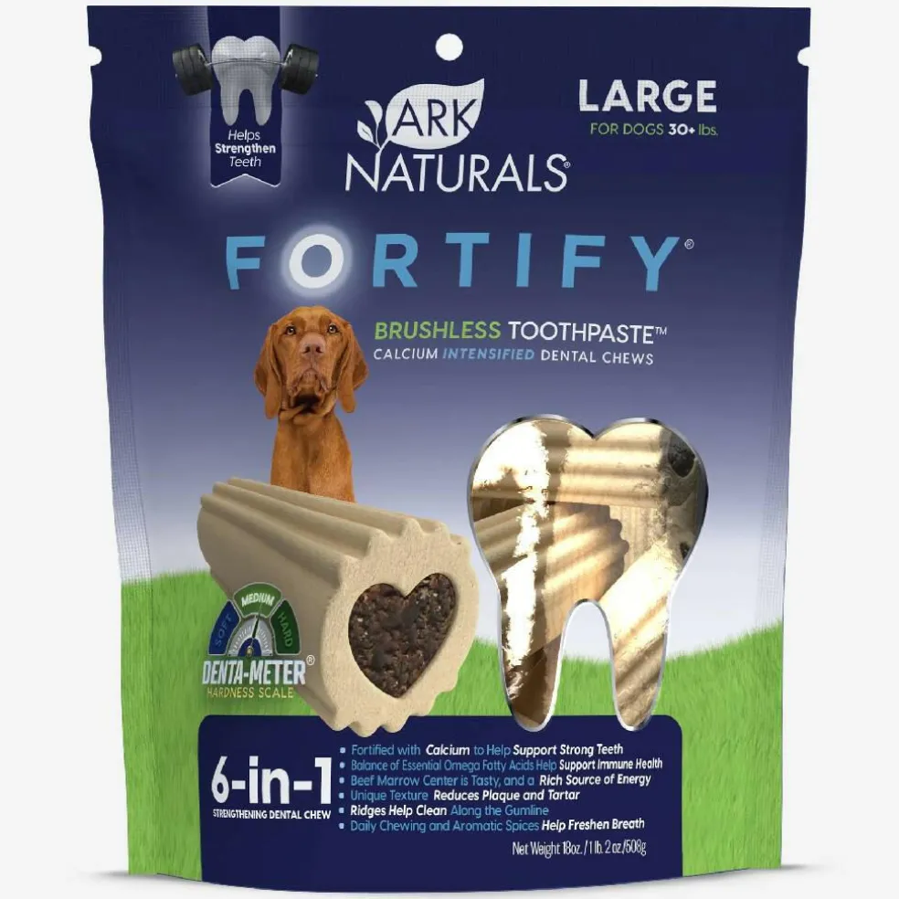 Ark Naturals 6-in-1 Fortify Brushless Toothpaste Calcium Plus Omegas Support Chews for Large Dogs (18 oz)