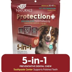 Ark Naturals 5-in-1 Protection Brushless Toothpaste Dental Chews for Medium Breed Dogs, 18-oz
