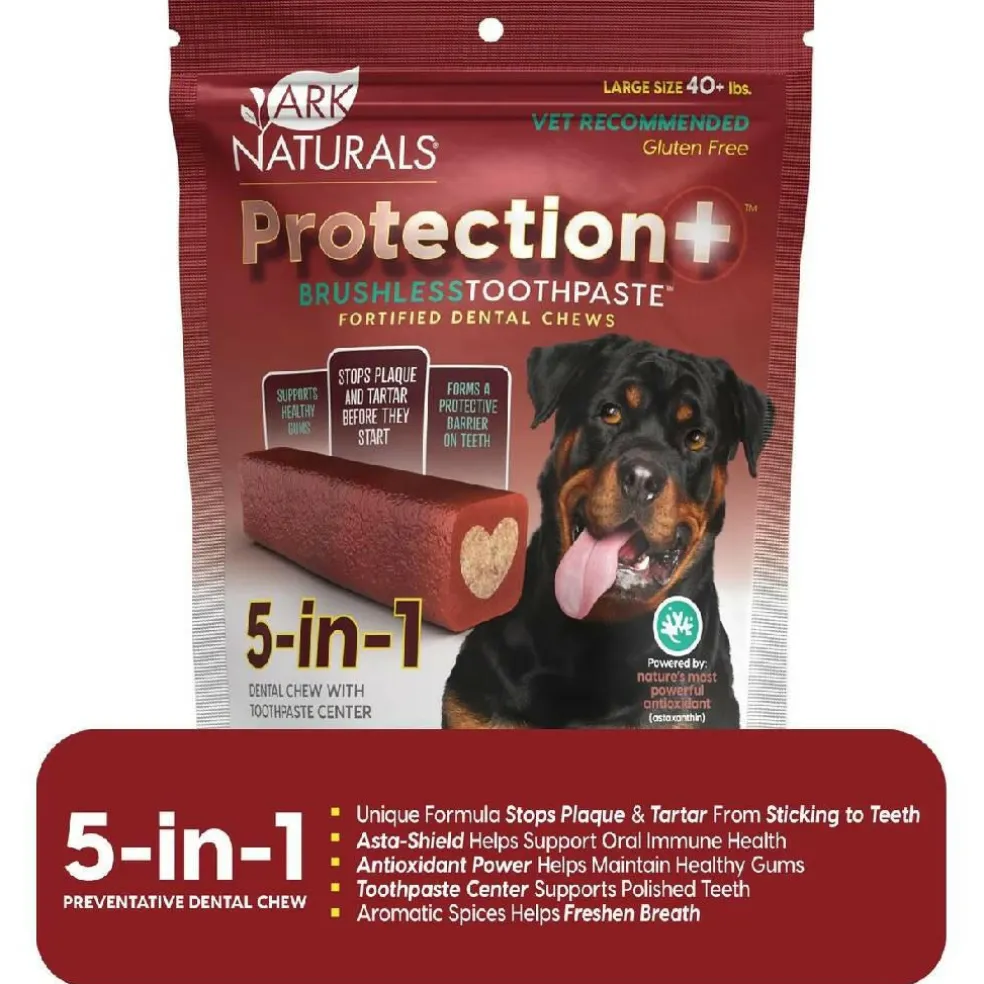 Ark Naturals 5-in-1 Protection Plus Fortified Brushless Toothpaste Chews for Large Dogs (18 oz)