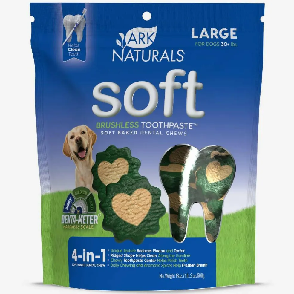 Ark Naturals 4-in-1 Soft Brushless Toothpaste Dental Chews for Large Dogs (18 oz)