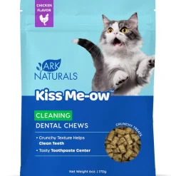 Ark Naturals Kiss Me-Ow Cleaning Dental Chews Crunchy Cat Treats, Chicken Flavor