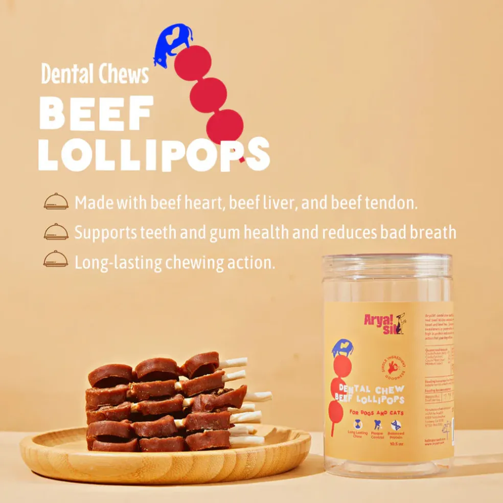 Arya Sit Dental Chew Beef Lollipop for Dogs & Cats