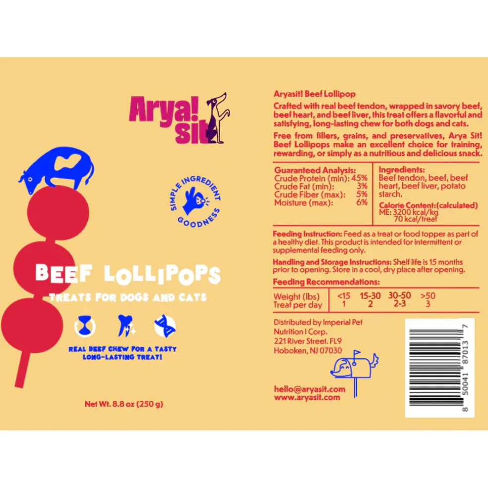 Arya Sit Dental Chew Beef Lollipop for Dogs & Cats