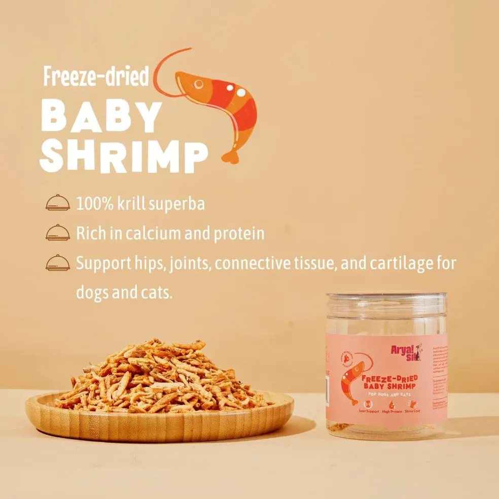 Arya Sit Freeze-Dried Baby Shrimp Treats for Dogs & Cats