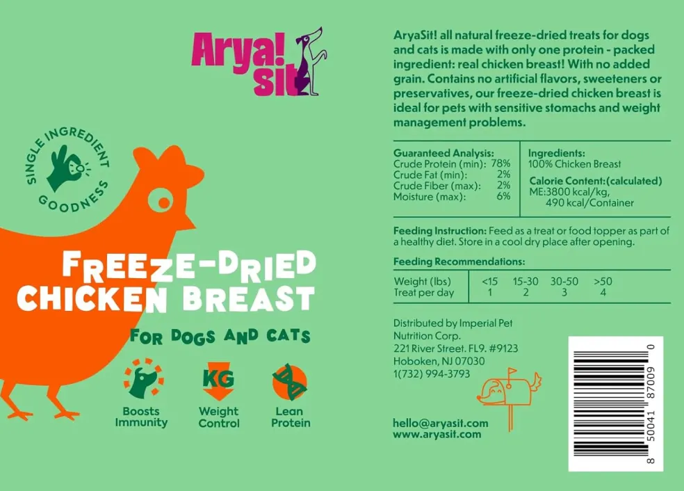 Arya Sit Freeze-Dried Chicken Breast Treats for Dogs & Cats
