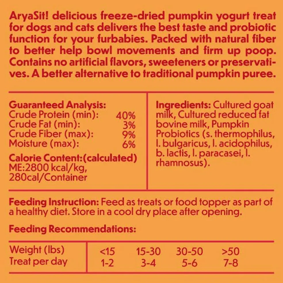 Arya Sit Freeze-Dried Pumpkin Yogurt Treats for Dogs & Cats