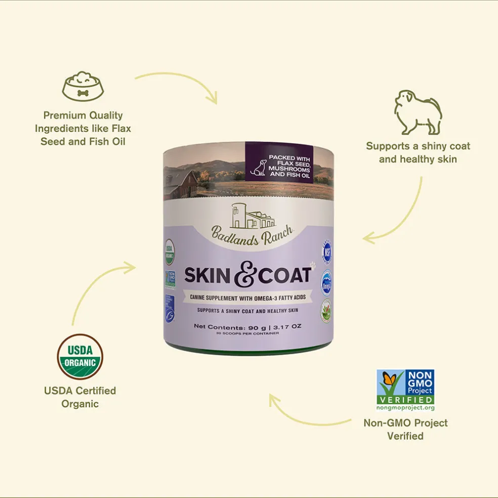 Badlands Ranch Skin & Coat Canine Supplement with Omega-3 Fatty Acids, 3.17-oz
