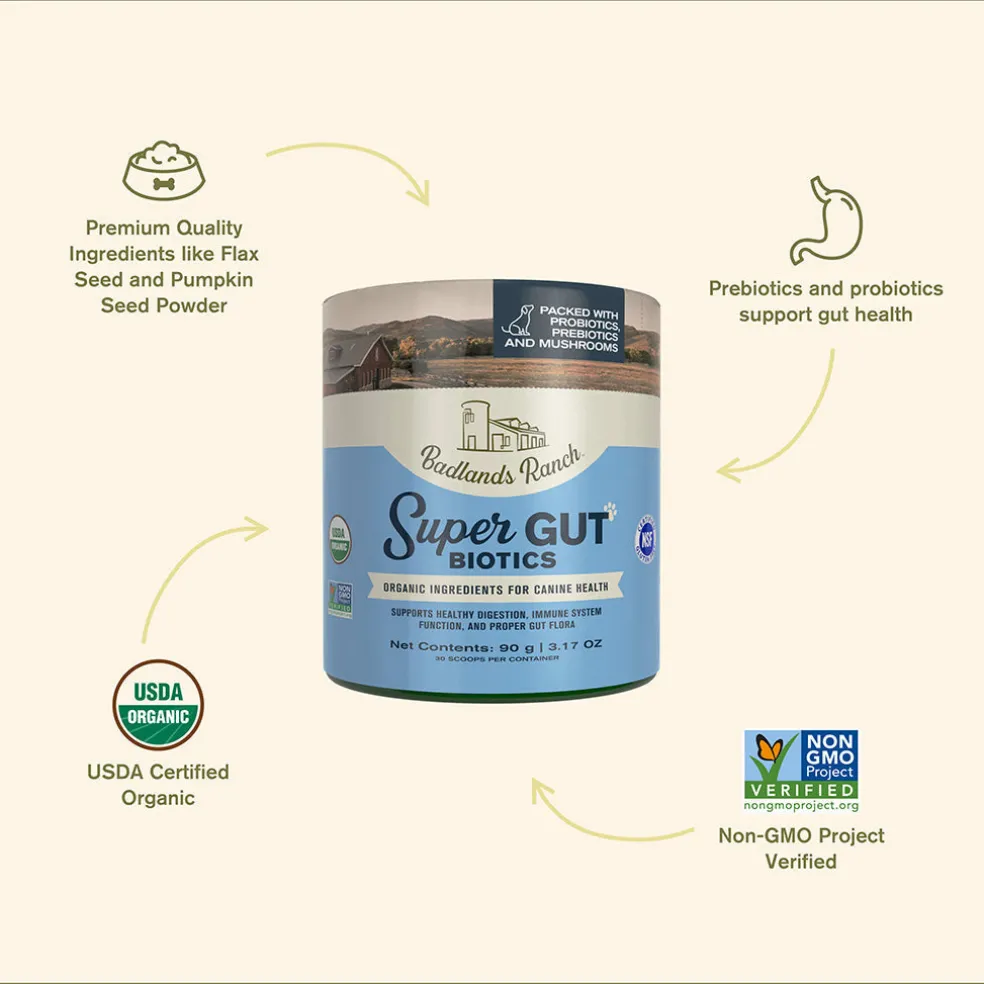 Badlands Ranch Super Gut Biotics Canine Health Supplement, 3.17-oz