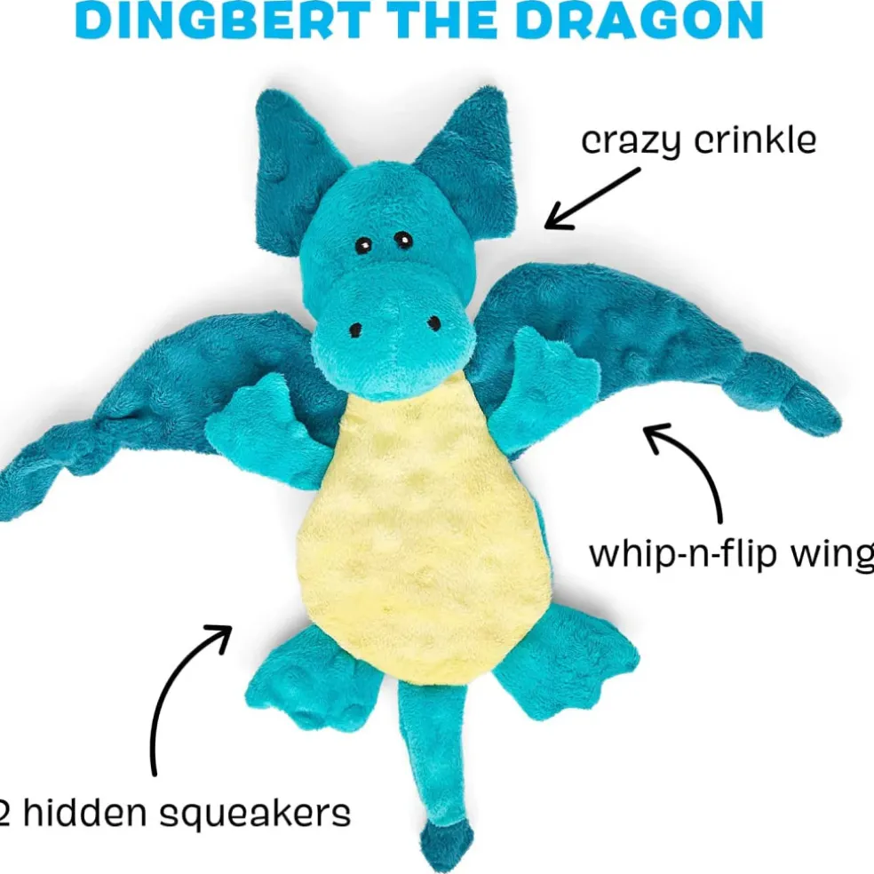 BARK Dingbert the Dragon Squeaky Plush Dog Toy