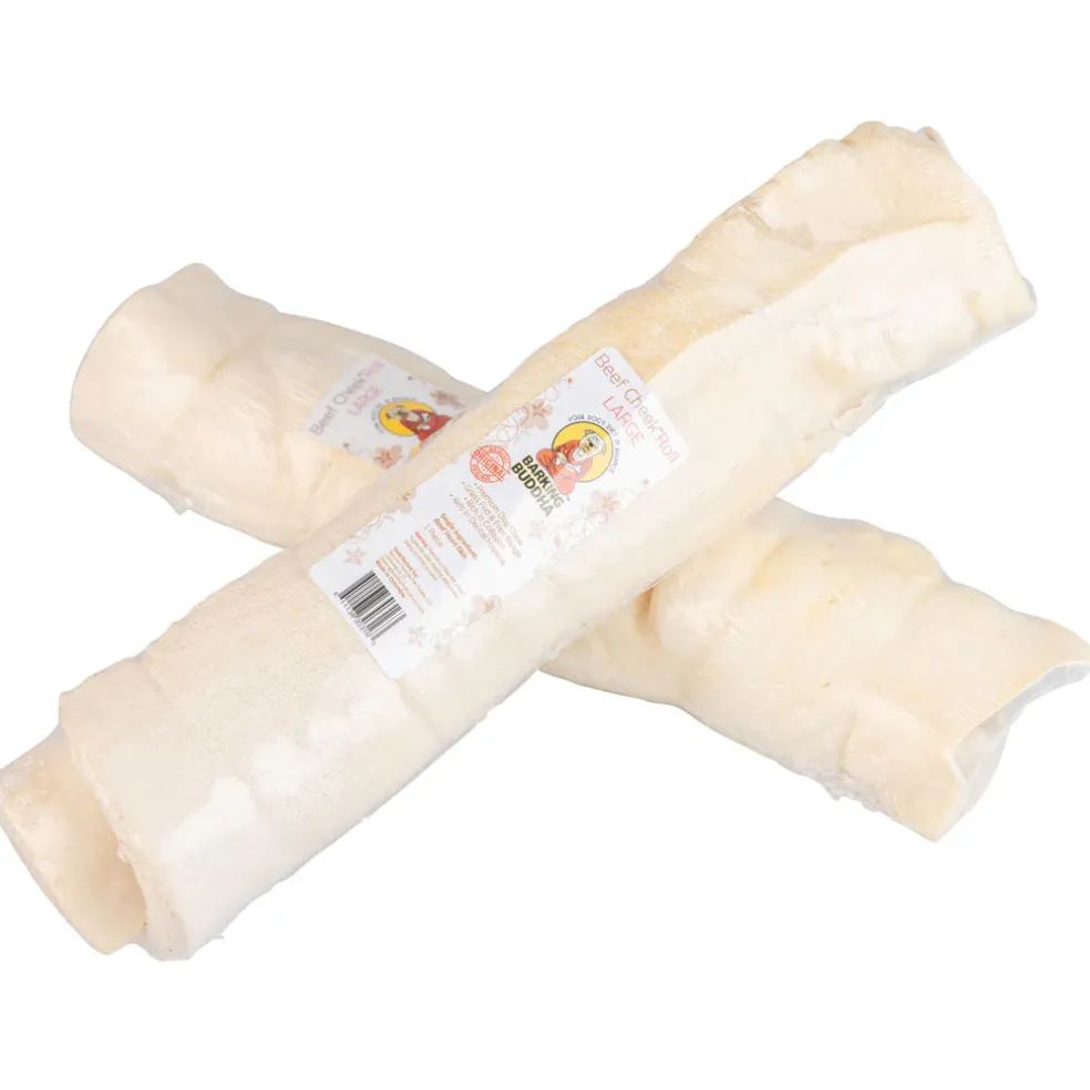 Barking Buddha Beef Cheek Original Rolls Dog Chew, Large