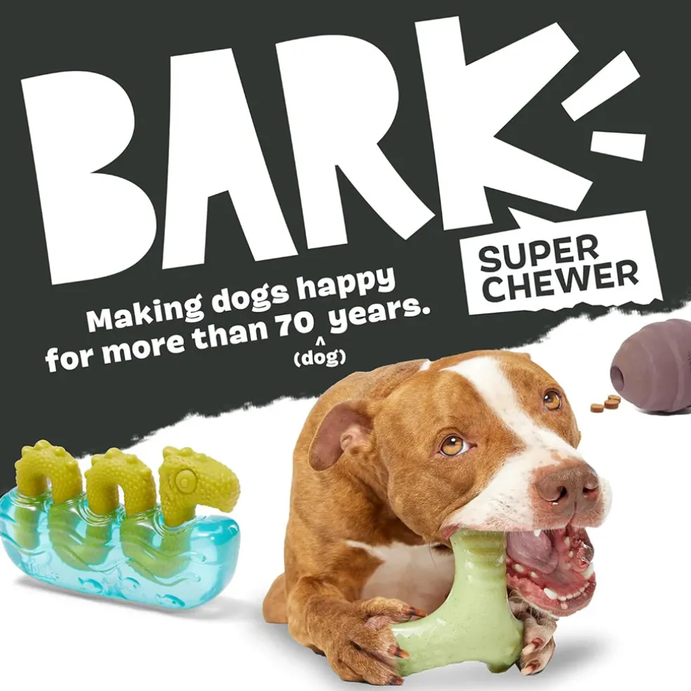 BARK Super Chewer Hare Raiser 2-in-1 Plush Exterior with Tough Center Treat Dispensing Dog Chew Toy