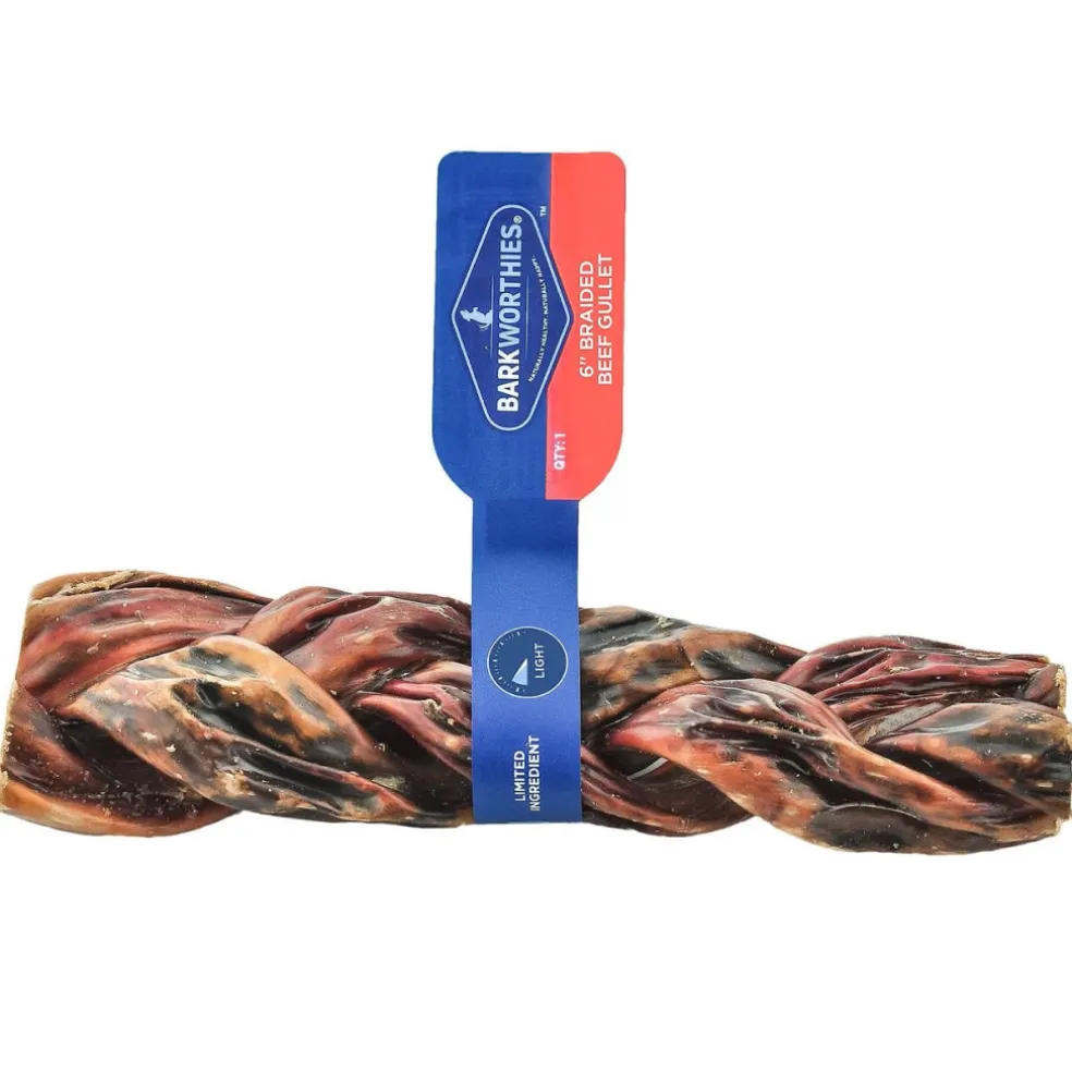 Barkworthies 6" Braided Beef Gullet Treat For Dogs, 1ct