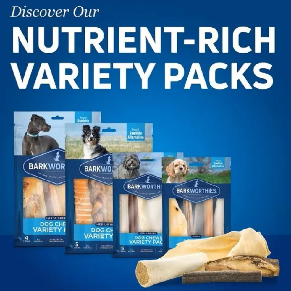 Barkworthies Large Breed Variety Pack Chews For Dog, 4 chews