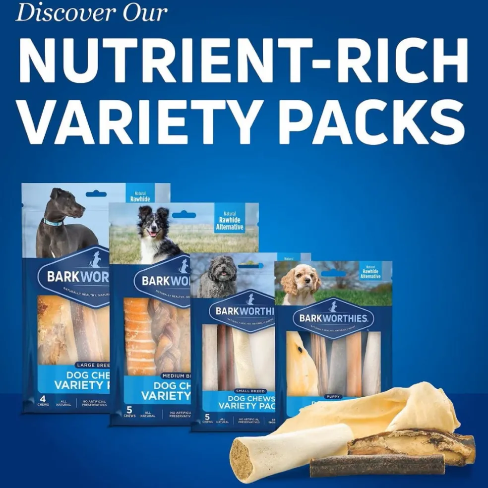 Barkworthies Medium Breed Variety Pack Dog Chews Treats for Dogs (5 chews)