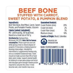 Barkworthies Stuffed Shin Bone Pumpkin, Sweet Potato & Carrot Dog Treat