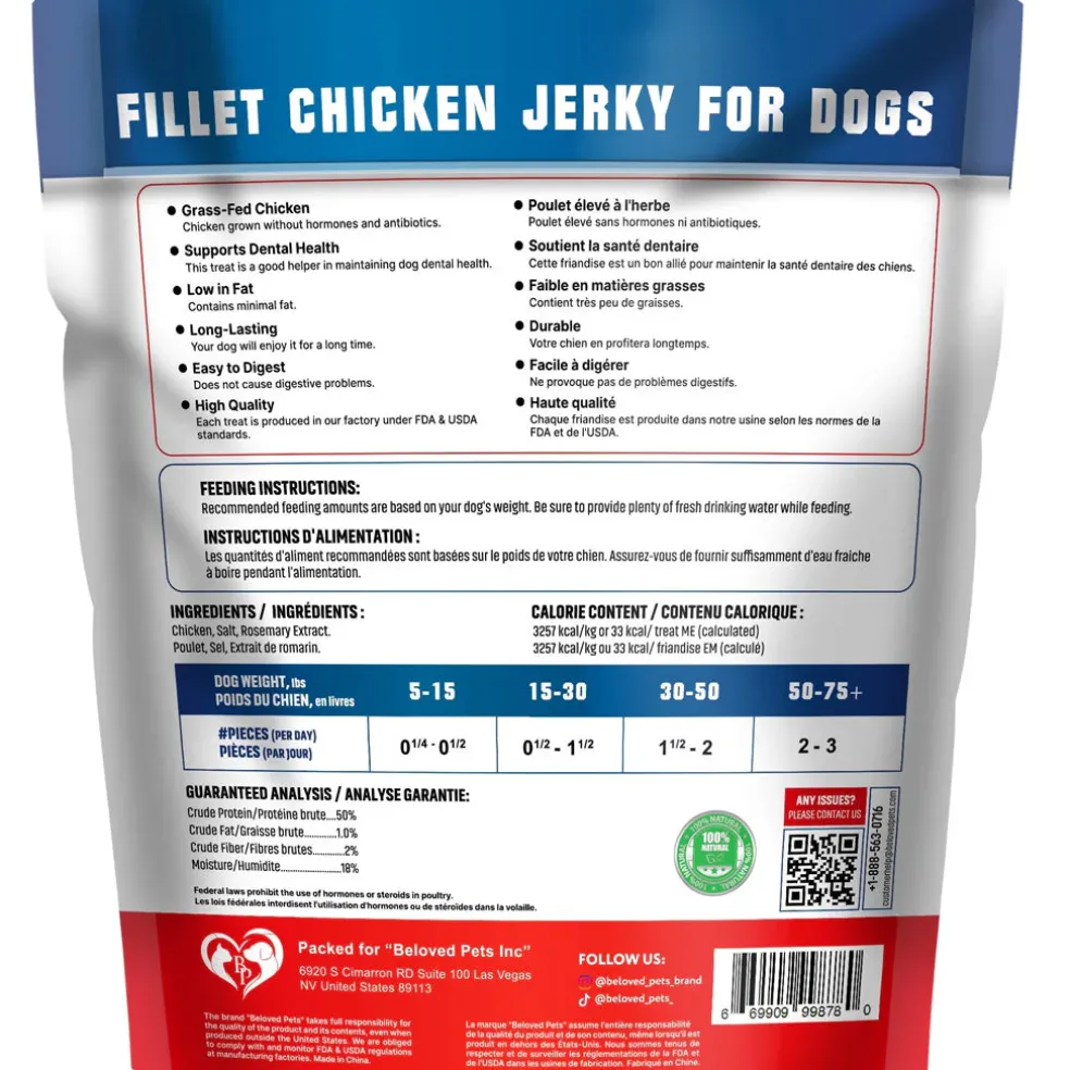 Beloved Pets Chicken Jerky Fillet Dog Treats, 1.5-lb