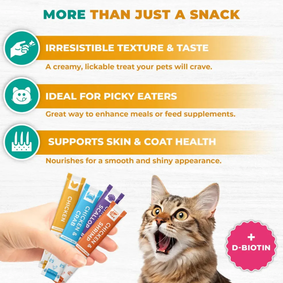Beloved Pets Chicken Mix Creamy Lickable Treats Skin & Coat Care for Cats & Dogs, 20-count
