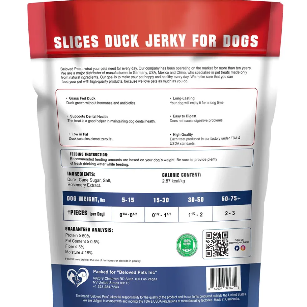 Beloved Pets Duck Jerky Breast Dog Treats, 1.5-lb