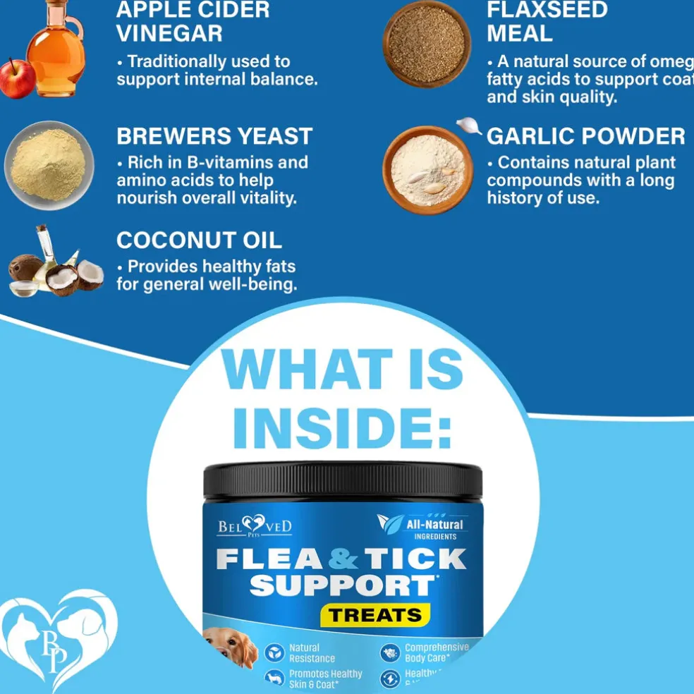 Beloved Pets Flea & Tick Prevention Support Soft Chews for Dogs, 10-oz
