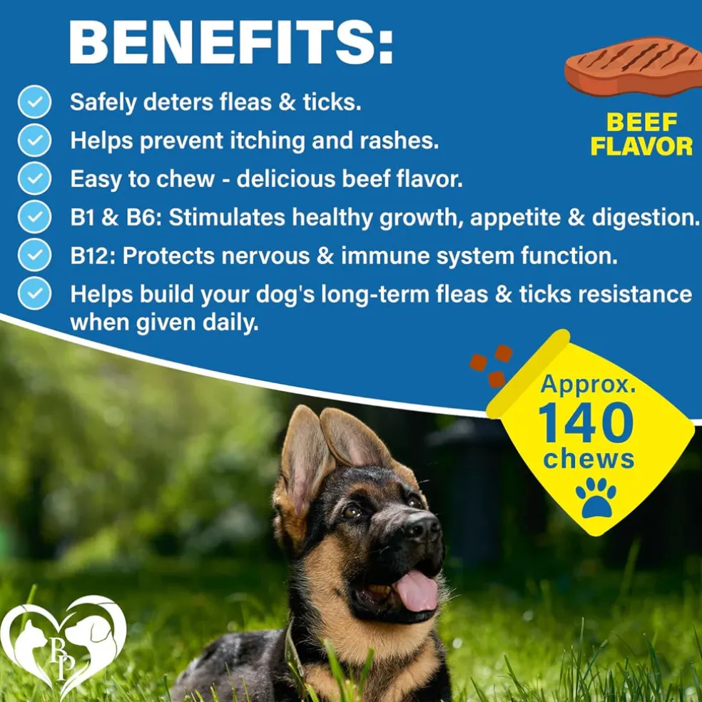 Beloved Pets Flea & Tick Prevention Support Soft Chews for Dogs, 10-oz