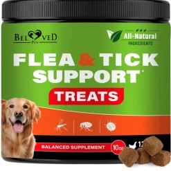Beloved Pets Flea & Tick Support Chicken Flavor Chewable Supplements for Dogs, 10-oz