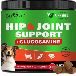 Beloved Pets Glucosamine Bacon Flavored Chews Hip & Joint Support Supplement for Dogs, 10-oz