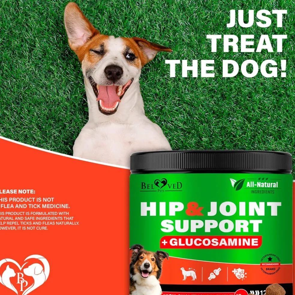 Beloved Pets Glucosamine Bacon Flavored Chews Hip & Joint Support Supplement for Dogs, 10-oz