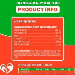 Beloved Pets Glucosamine Bacon Flavored Chews Hip & Joint Support Supplement for Dogs, 10-oz