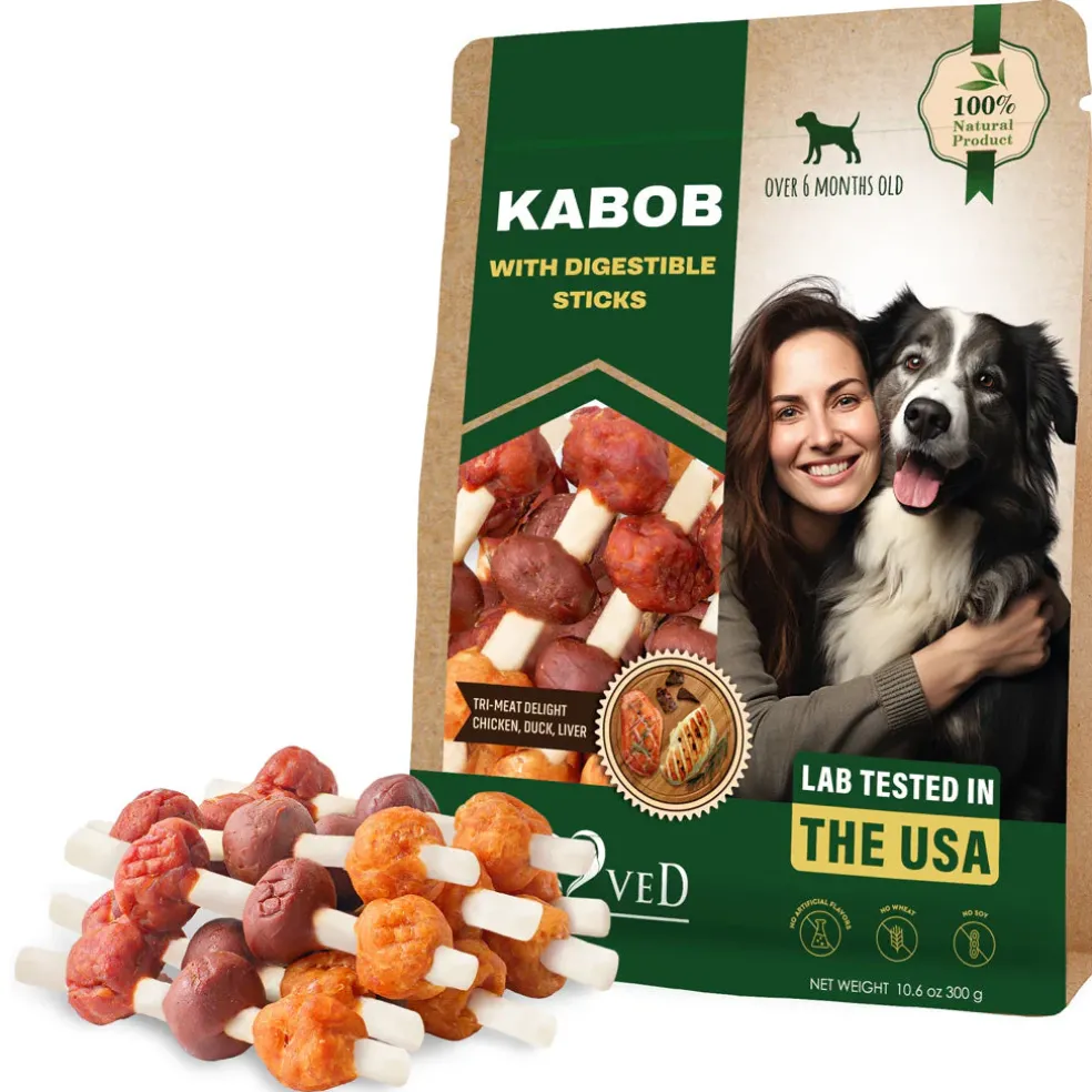 Beloved Pets Kabob with Digestible Sticks, Chicken, Duck & Liver Flavor Dog Treats, 10.6-oz
